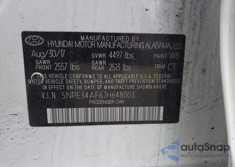 2018 Hyundai Sonata Sel из США, поврежденный, VIN 5NPE34AF6JH648003